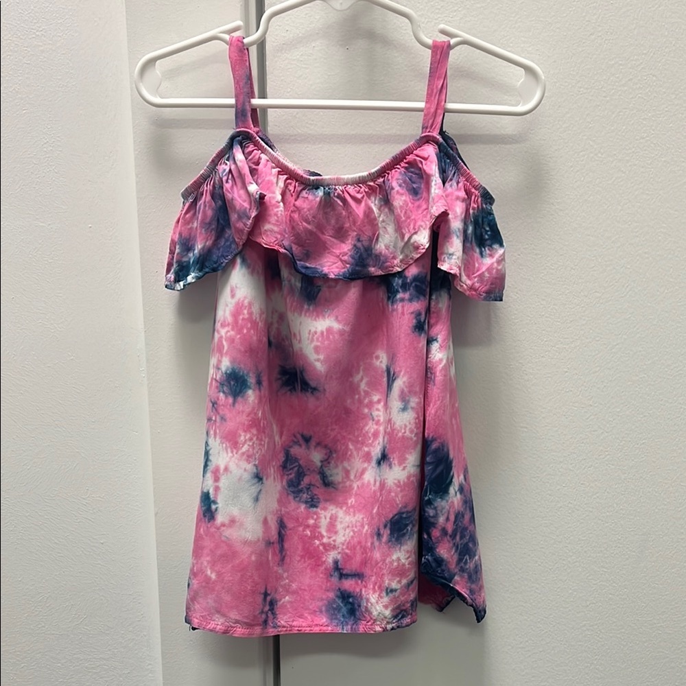 Splendid girls Pink and Blue Tie-Dye Off-Shoulder Top size 4T